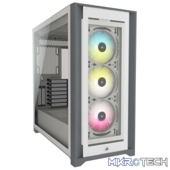 Corsair iCUE 5000X RGB Tempered Glass Mid Tower ATX Smart Case  White